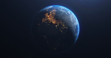 Wall Mural - planet earth from space eu europe countries highlighted, elements of this image courtesy of nasa