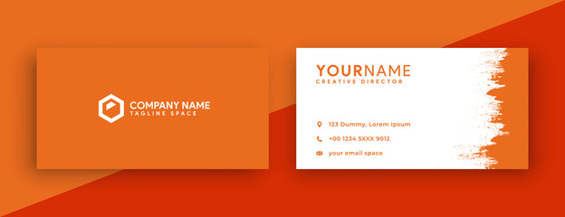 Wall Mural - modern orange peel business card template. double sided business card with new 2020 trend color , orange peel