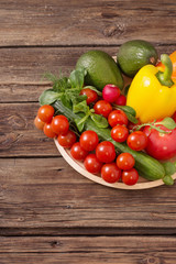 Wall Mural - fresh vegetables on old wooden table