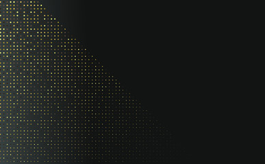 Vector abstract golden halftone pattern on black background. Gold luxury dotted design template