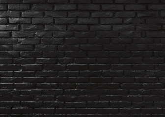  Black painted brick wall texture, dark background