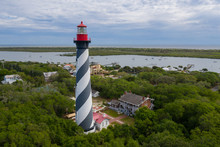 Aerial View Of Lighthouse In St. Augustine Florida. 