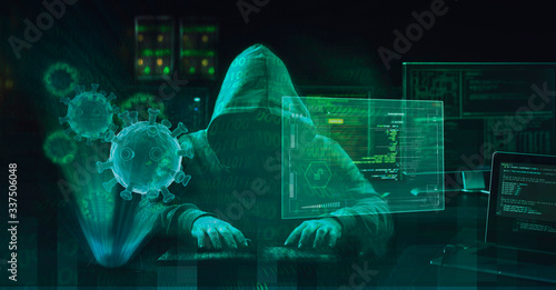 Fotografía hacker virus malware attack during coronavirus pandemic concept