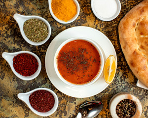 Canvas Print - lentil soup with dried herbs and other spice