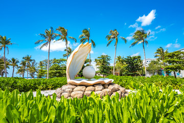 Wall Mural - Coastal Scenery of The Long Beach on Phu Quoc Island, Vietnam, a Popular Tourism Destination for Summer Vacation in Southeast Asia, with Tropical Climate and Beautiful Landscape.