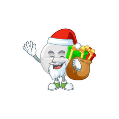 Wall Mural - Santa white pills Cartoon character design with sacks of gifts