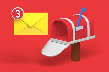 Wall Mural - 3d render classic mailbox with letter icon for post.