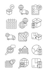 Poster - set of icons freight delivery logistics , line style icon