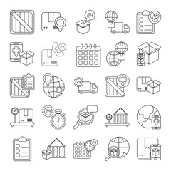 Poster - set of icons freight delivery logistics , line style icon