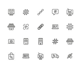 Simple set of digital marketing modern thin line icons.