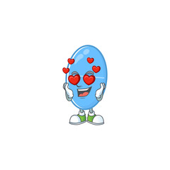 Poster - Charming blue capsule cartoon character with a falling in love face