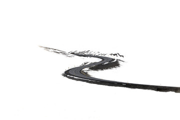Wall Mural - view of winding road passing through snowy landscape