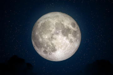 Wall Mural - full moon in space with dark cloud in night sky. (elements of this image furnished by nasa.)