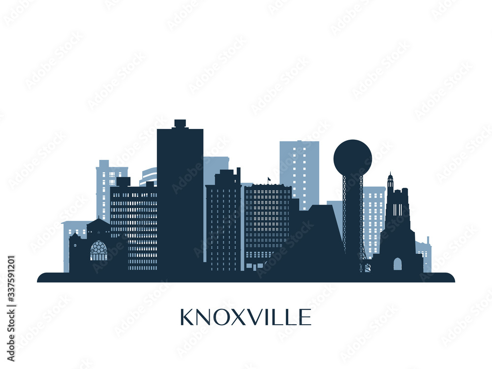 Knoxville skyline, monochrome silhouette. Vector illustration. - obrazy, fototapety, plakaty 