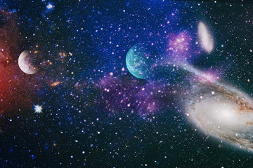 planets, stars and galaxies in outer space showing the beauty of space exploration. beautiful nebula