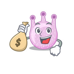 Sticker - Rich viridans streptococci cartoon design holds money bags