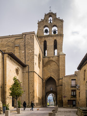 Puerta de San Juan city gate and bell tower of the St. John Church in Laguardia, Rioja Alavesa, Basque Country, Spain