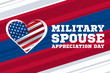 Military Spouse Appreciation Day. Celebrated on the Friday before Mother’s Day in May. Poster, card, banner, background design. 