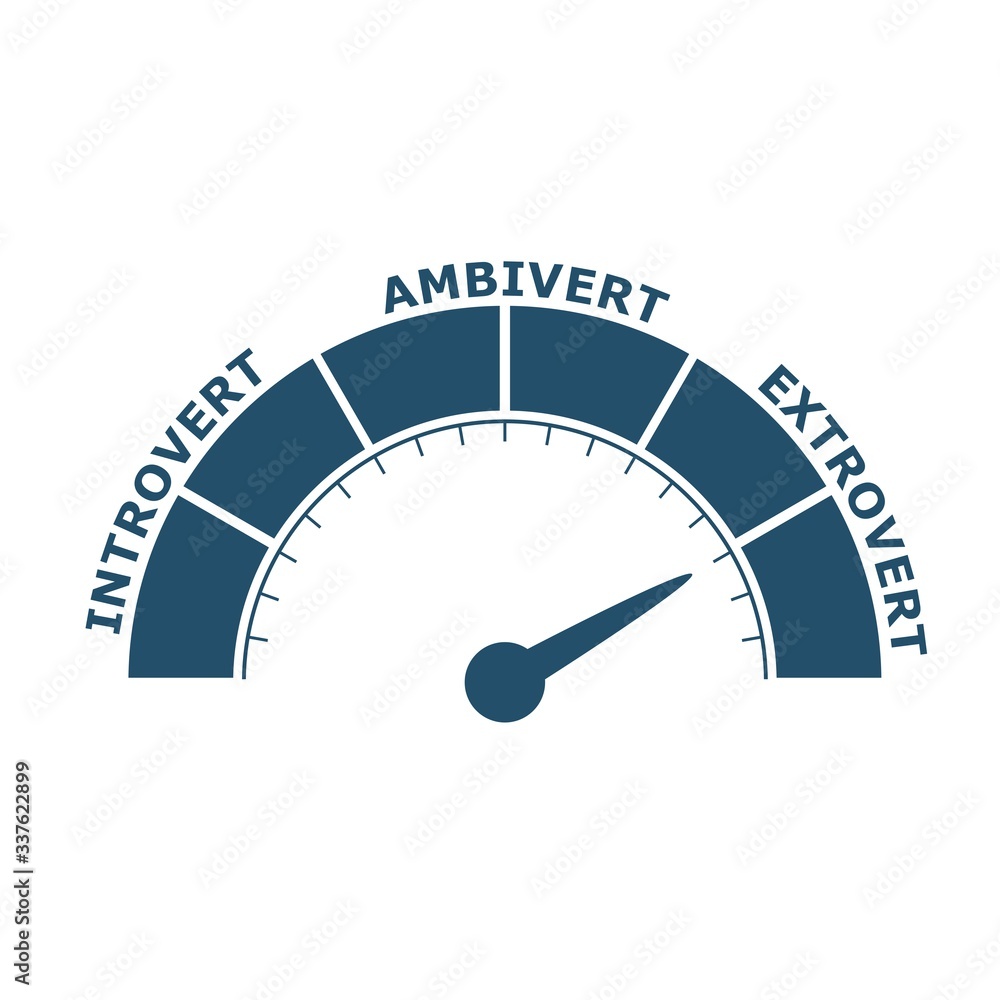 Introverts Scale Extrovert, ambivert and introvert concept illustration. Human ...