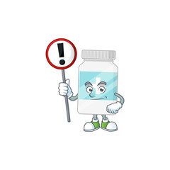 Canvas Print - A picture of supplement bottle cartoon character concept holding a sign