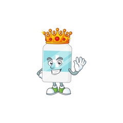 Wall Mural - The Charismatic King of supplement bottle cartoon character design wearing gold crown