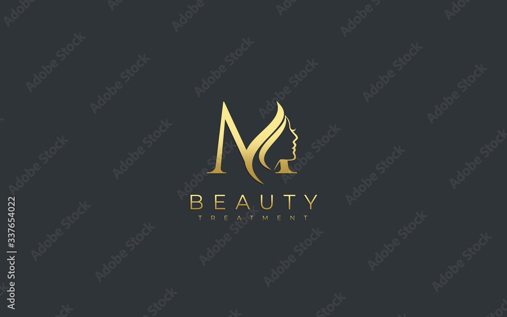 Letter M Beauty Face Logo Design Stock Vector | Adobe Stock
