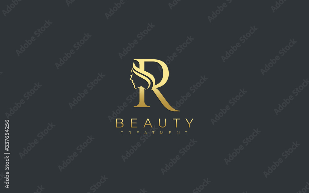 Letter R Beauty Face Logo Design Stock Vector | Adobe Stock