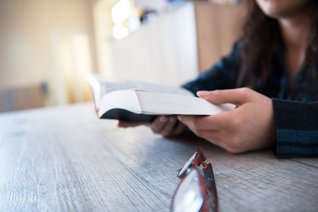 Poster - woman reading Bible