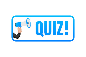 Poster - Megaphone label with quiz. Megaphone banner. Web design. Vector stock illustration.