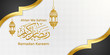 ramadan kareem banner with gold lantern vector illustration design