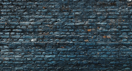 Wall Mural - Dark blue brick wall texture, grungy background