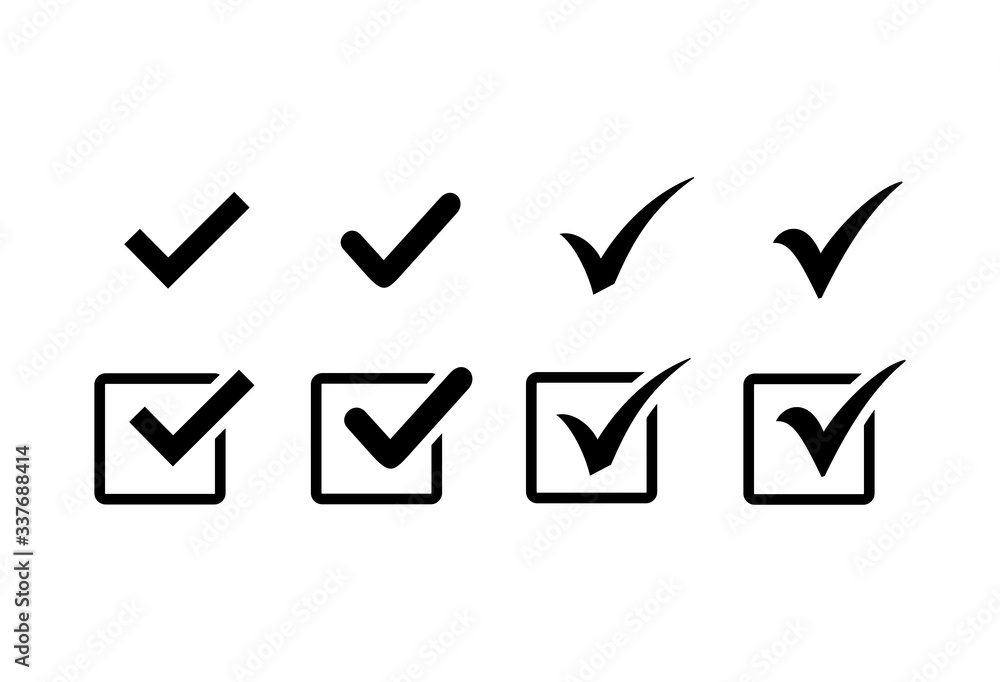 Check mark icon set, Check mark sign vector Stock Vector | Adobe Stock