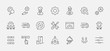 Set of Settings and Setup Vector Line Icons. Contains such Icons as Gear, Setting, Control, Iinstall, Options, Service, and more. Editable Stroke. 32x32 Pixels.