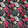 © zenina - Beautiful vector floral summer seamless pattern with watercolor red and yellow flowers. Stock illustration.