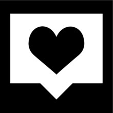 Black Heart Business Icon Symbol Silhouette Black White Sign In Speech Talk Bubble Square Box