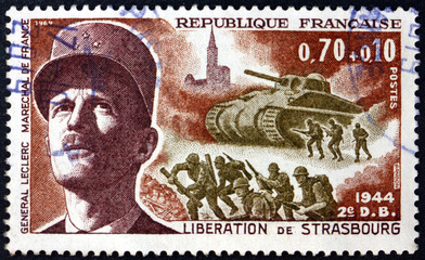 Wall Mural - Postage stamp France 1969 General Leclerc, Marshal of France