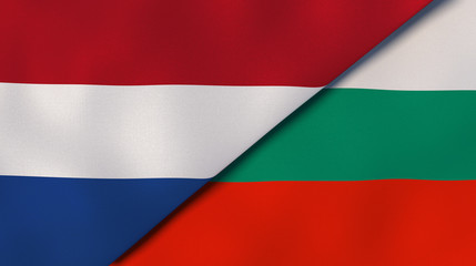 The flags of Netherlands and Bulgaria. News, reportage, business background. 3d illustration