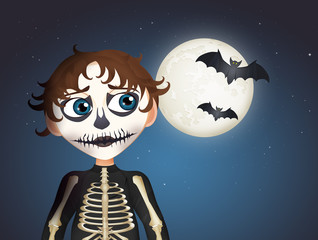 Wall Mural - illustration of child with Halloween masks