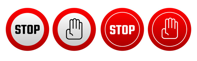 Canvas Print - Red stop sign. Vector icon