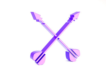 Sticker - Purple Medieval crossed arrows icon isolated on white background. Medieval weapon. Minimalism concept. 3d illustration 3D render