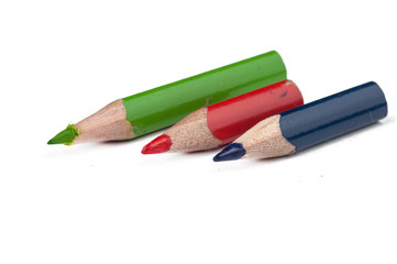 Colour pencils isolated on white background.Copy space