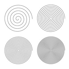 Set of line in circle form. Isolated thin line spiral goes to edge of canvas. Vector illustration