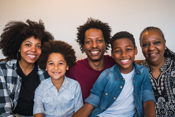 Portrait of multigenerational family at home.