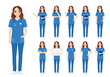 © Volha Hlinskaya - Female woman nurse character set in different poses isolated vector illustartion
