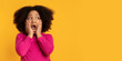 Omg. Portrait Of Shocked Little Girl Touching Her Face In Amazement