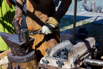 Poster - Blacksmith makes a horseshoe, a master class in medieval craft