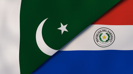The flags of Pakistan and Paraguay. News, reportage, business background. 3d illustration