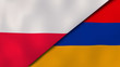 The flags of Poland and Armenia. News, reportage, business background. 3d illustration