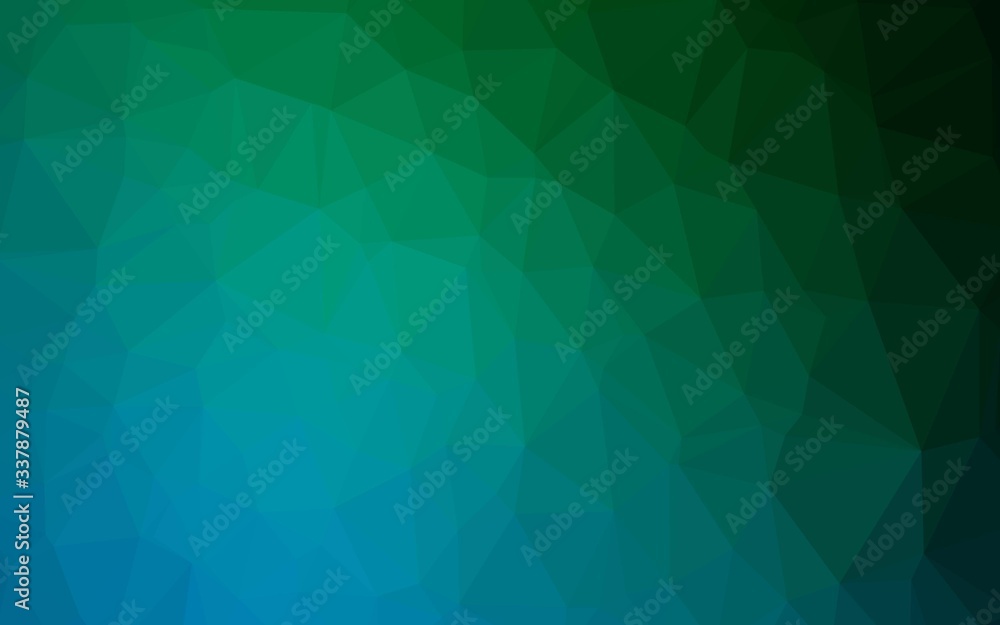 Dark Blue, Green vector polygon abstract backdrop. Colorful abstract illustration with gradient. Textured pattern for background.