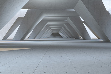 Poster - Concrete hexagonal tunnel, modern architecture, 3d rendering.